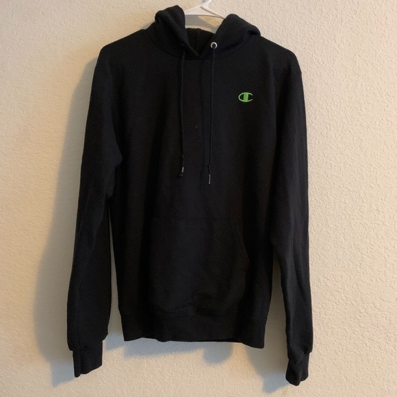Champion Authentic Athleticwear Black Lime Green And White Hoodie Size Small - Picture 1 of 10